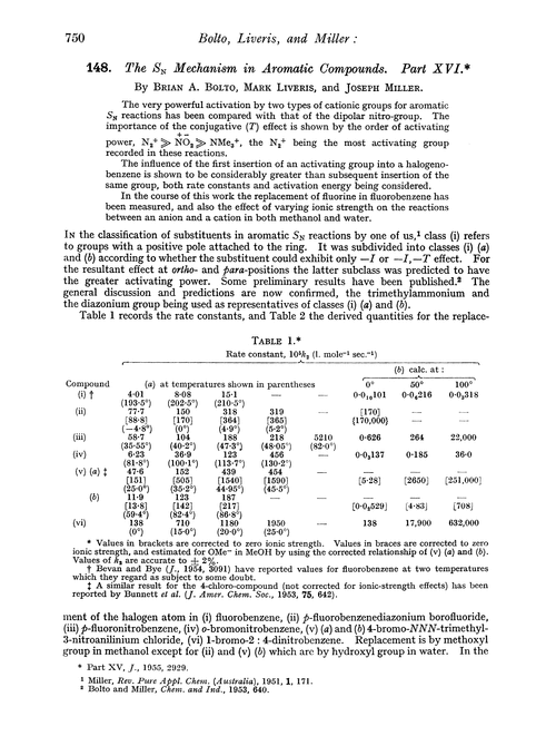 148. The SN mechanism in aromatic compounds. Part XVI.