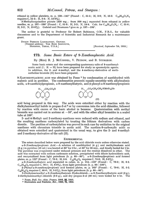 173. Some basic esters of 9-xanthenylacetic acid