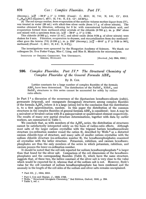 186. Complex fluorides. Part IV. The structural chemistry of complex fluorides of the general formula ABF6