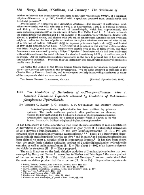 188. The oxidation of derivatives of o-phenylenediamine. Part I. Isomeric phenazine pigments obtained by oxidation of 2-aminodiphenylamine hydrochloride