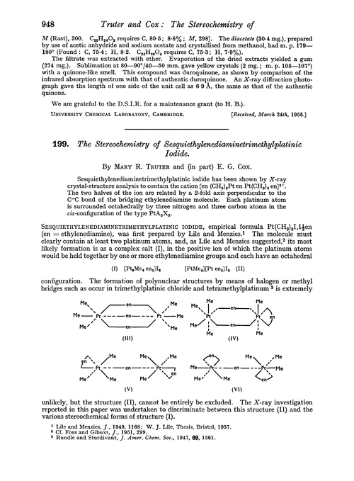 199. The stereochemistry of sesquiethylenediaminetrimethylplatinic iodide