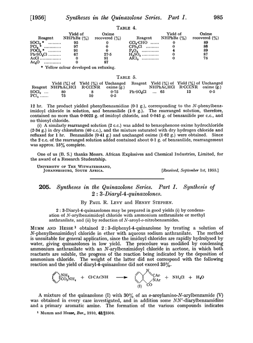 205. Syntheses in the quinazolone series. Part I. Synthesis of 2 : 3-diaryl-4-quinazolones