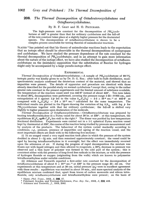 208. The thermal decomposition of octadeuterocyclobutane and octafluorocyclobutane