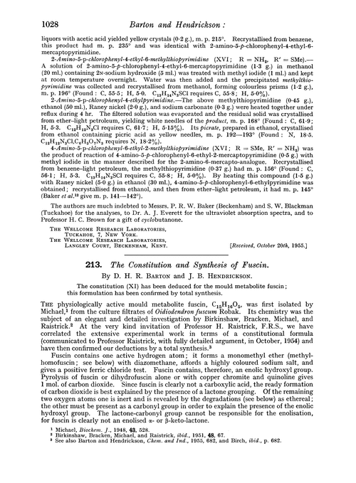213. The constitution and synthesis of fuscin