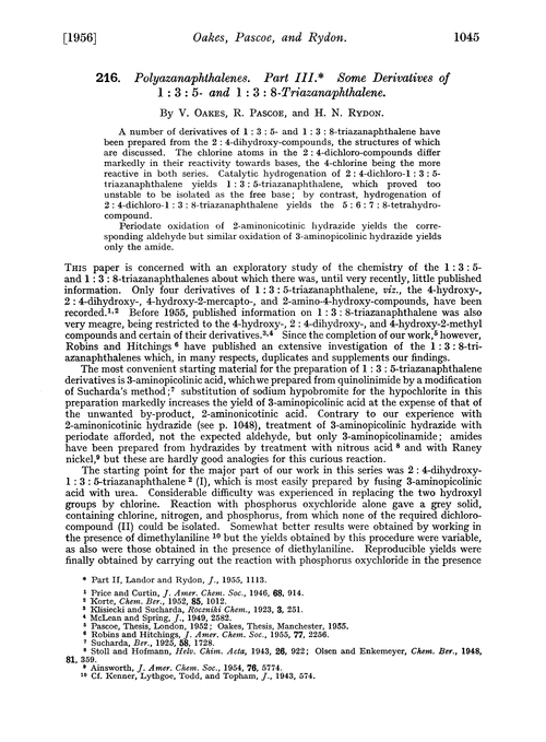 216. Polyazanaphthalenes. Part III. Some derivatives of 1 : 3 : 5- and 1 : 3 : 8-triazanaphthalene