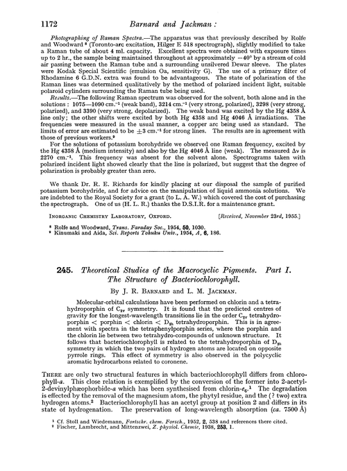 245. Theoretical studies of the macrocyclic pigments. Part I. The structure of bacteriochlorophyll