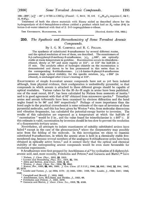 250. The synthesis and stereochemistry of some tervalent arsenic compounds