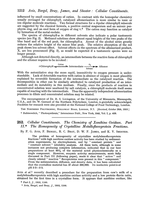 252. Cellular constituents. The chemistry of xanthine oxidase. Part II. The homogeneity of crystalline metalloflavoprotein fractions