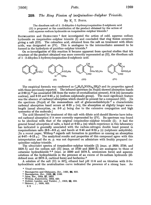 259. The ring fission of isoquinoline–sulphur trioxide