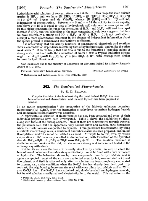 263. The quadrivalent fluororhenates