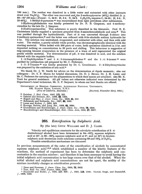 265. Esterification by sulphuric acid