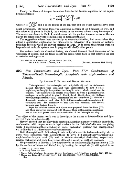 290. New intermediates and dyes. Part IV. Condensation of thionaphthen-2 : 3-dicarboxylic anhydride with hydrocarbons and phenols