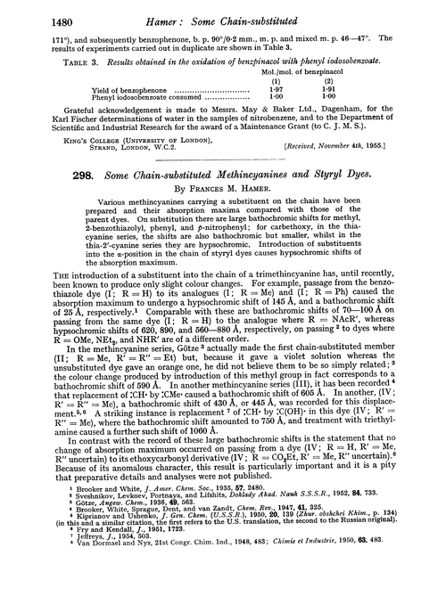 298. Some chain-substituted methincyanines and styryl dyes