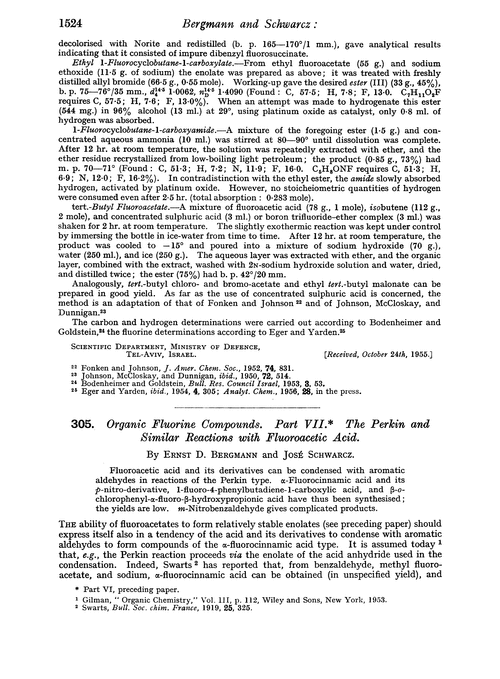305. Organic fluorine compounds. Part VII. The Perkin and similar reactions with fluoroacetic acid