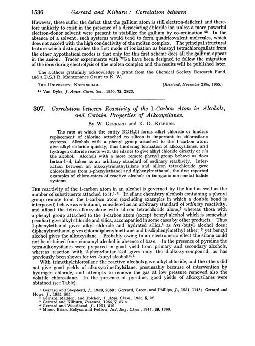 307. Correlation between reactivity of the 1-carbon atom in alcohols, and certain properties of alkoxysilanes