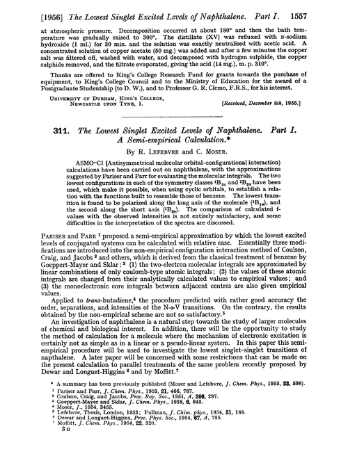 311. The lowest singlet excited levels of naphthalene. Part I. A semi-empirical calculation