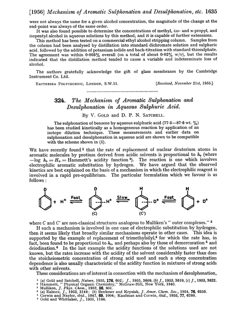 324. The mechanism of aromatic sulphonation and desulphonation in aqueous sulphuric acid