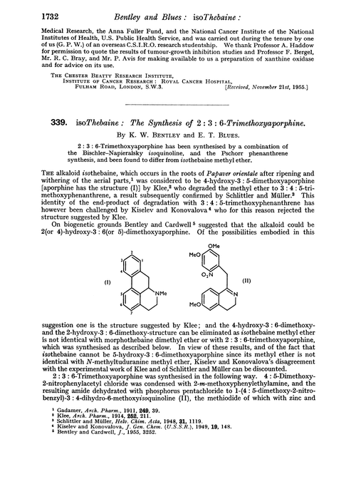 339. isoThebaine: the synthesis of 2 : 3 : 6-trimethoxyaporphine