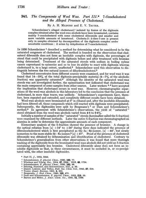 341. The components of wool wax. Part III. 7-Oxocholesterol and the alleged presence of cholestanol