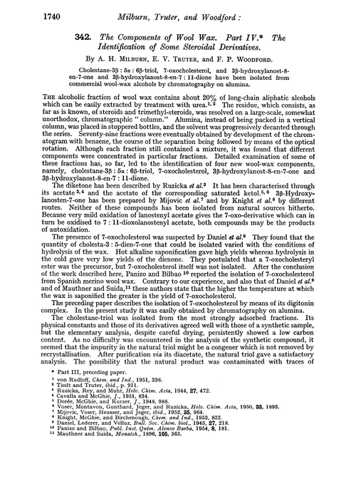 342. The components of wool wax. Part IV. The identification of some steroidal derivatives