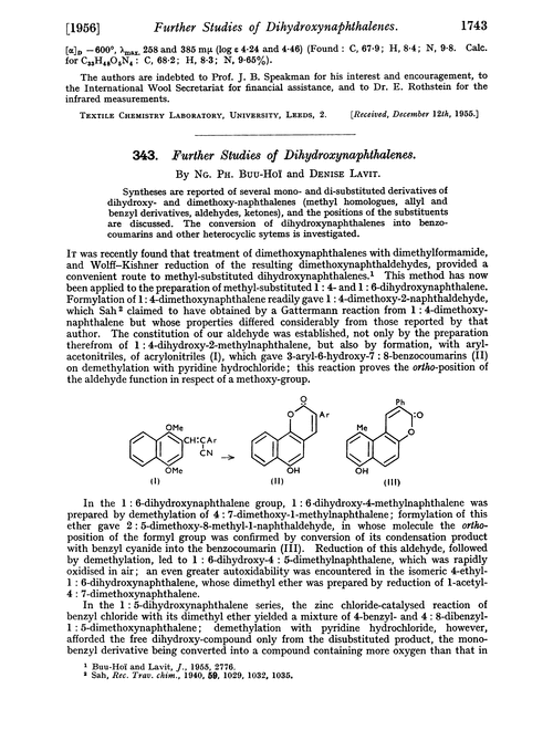 343. Further studies of dihydroxynaphthalenes