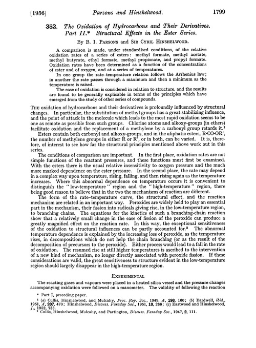 352. The oxidation of hydrocarbons and their derivatives. Part II. Structural effects in the ester series