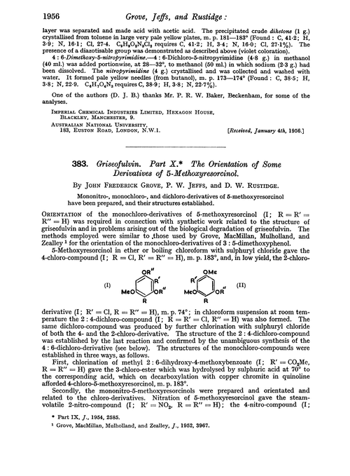 383. Griseofulvin. Part X. The orientation of some derivatives of 5-methoxyresorcinol