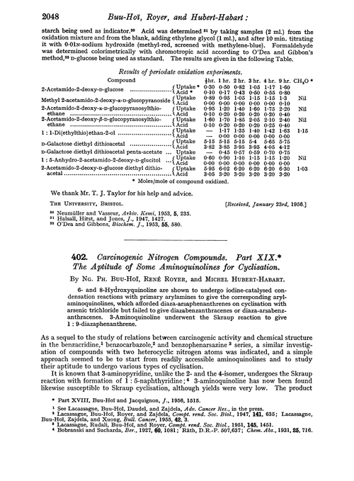 402. Carcinogenic nitrogen compounds. Part XIX. The aptitude of some aminoquinolines for cyclisation