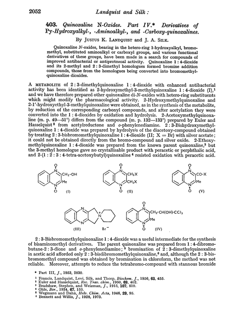 403. Quinoxaline N-oxides. Part IV. Derivatives of Py-hydroxyalkyl-, -aminoalkyl-, and -carboxy-quinoxalines