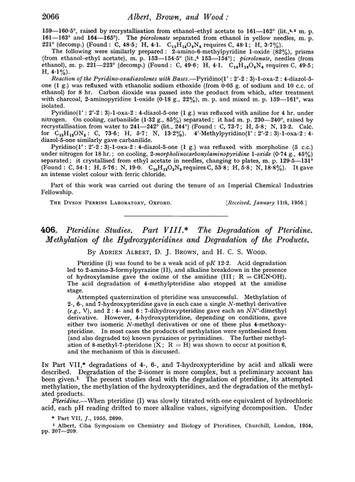 406. Pteridine studies. Part VIII. The degradation of pteridine. Methylation of the hydroxypteridines and degradation of the products