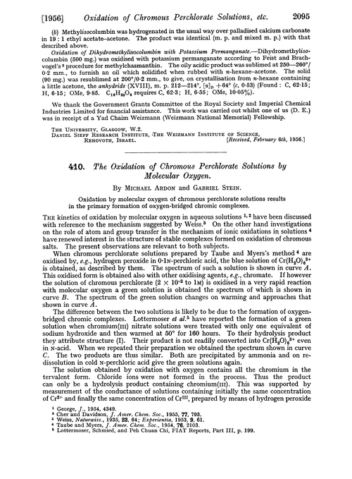 410. The oxidation of chromous perchlorate solutions by molecular oxygen