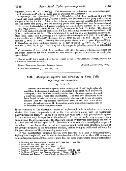 420. Absorption spectra and structure of some solid hydroxyazo-compounds