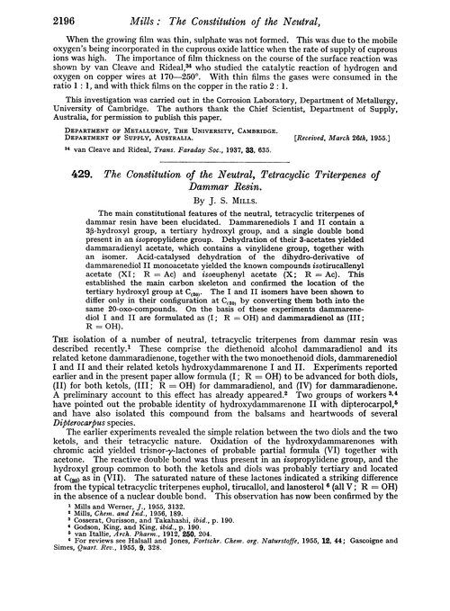 429. The constitution of the neutral, tetracyclic triterpenes of dammar resin