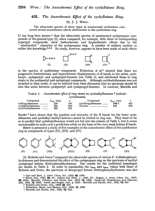 431. The auxochromic effect of the cyclobutane ring