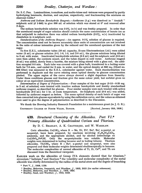 439. Structural chemistry of the alkoxides. Part VI. Primary alkoxides of quadrivalent cerium and thorium