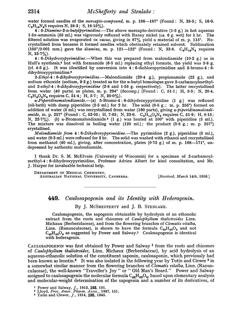 449. Caulosapogenin and its identity with hederagenin