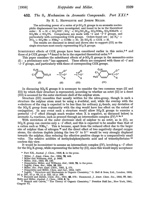 452. The SN mechanism in aromatic compounds. Part XXI