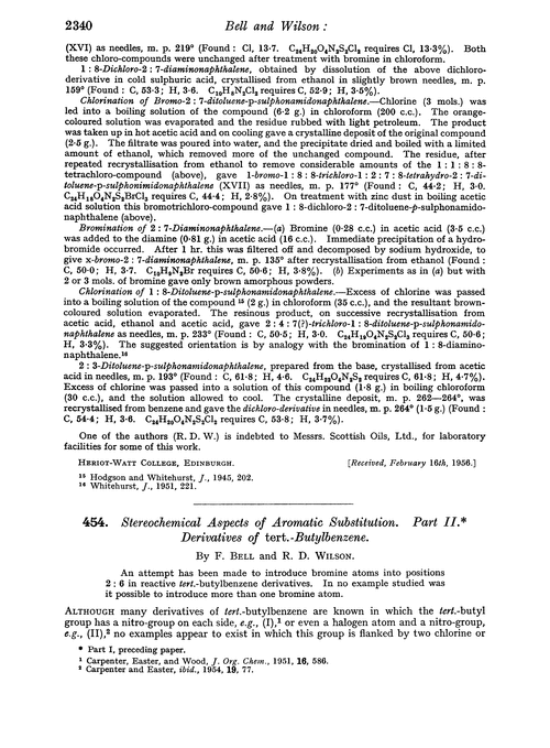 454. Stereochemical aspects of aromatic substitution. Part II. Derivatives of tert.-butylbenzene