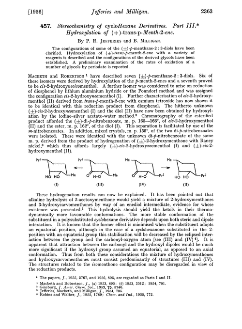 457. Stereochemistry of cyclohexane derivatives. Part III. Hydroxylation of (+)-trans-p-menth-2-ene