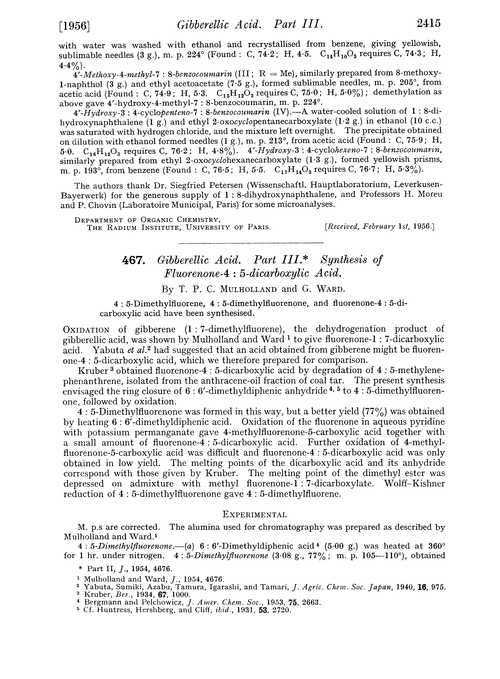 467. Gibberellic acid. Part III. Synthesis of fluorenone-4 : 5-dicarboxylic acid