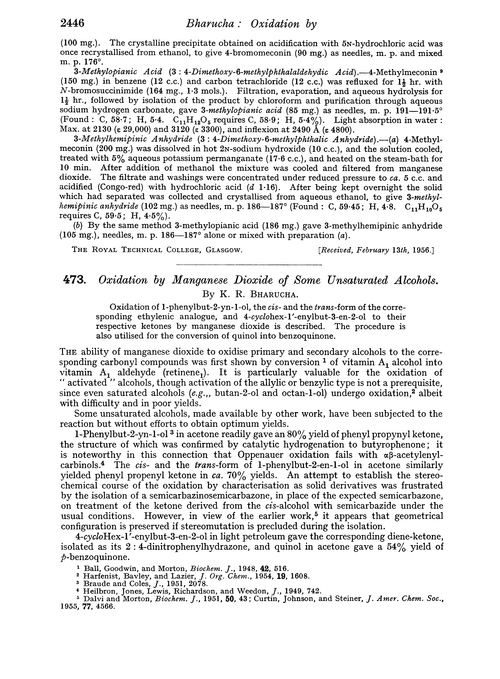 473. Oxidation by manganese dioxide of some unsaturated alcohols