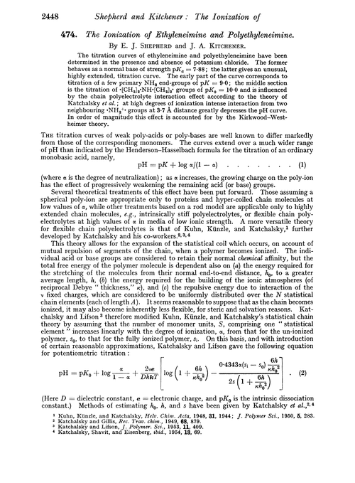 474. The ionization of ethyleneimine and polyethyleneimine