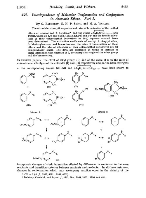 476. Interdependence of molecular conformation and conjugation in aromatic ethers. Part I