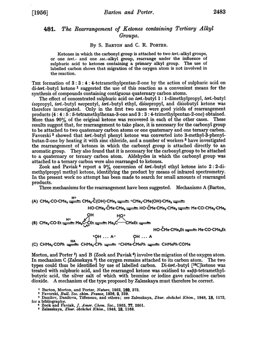 481. The rearrangement of ketones containing tertiary alkyl groups
