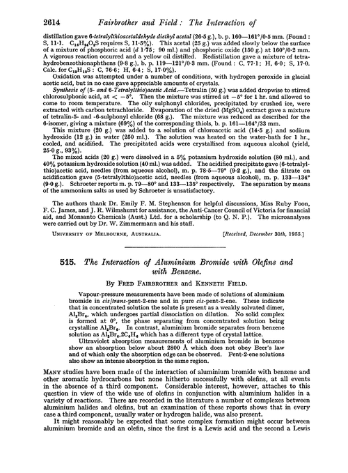 515. The interaction of aluminium bromide with olefins and with benzene