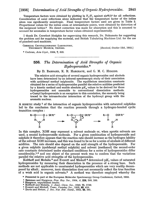 556. The determination of acid strengths of organic hydroperoxides