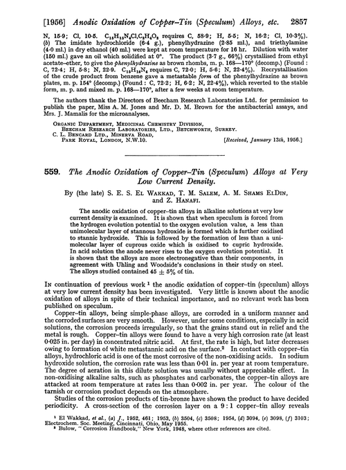 559. The anodic oxidation of copper–tin (speculum) alloys at very low current density