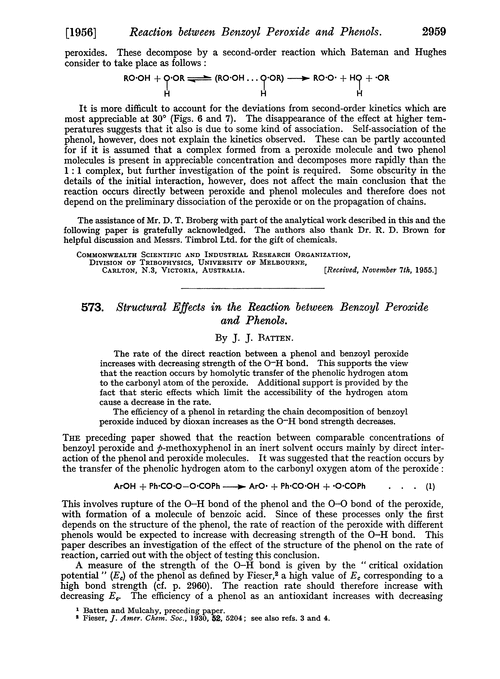 573. Structural effects in the reaction between benzoyl peroxide and phenols