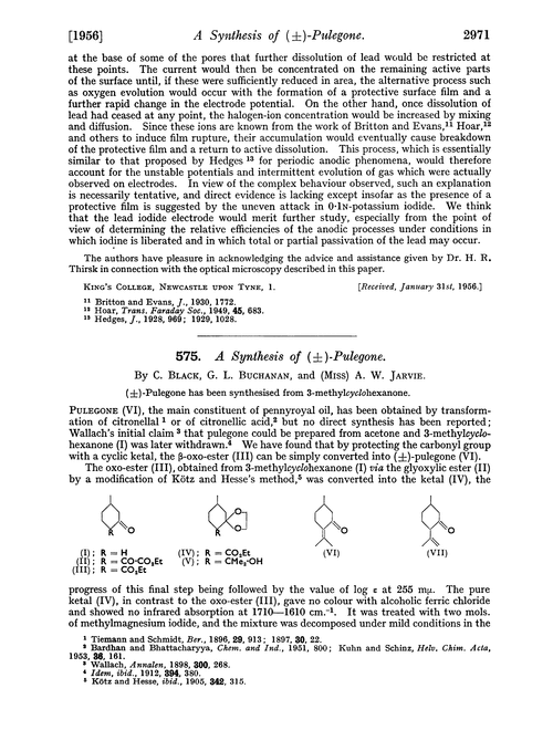575. A synthesis of (±)-pulegone