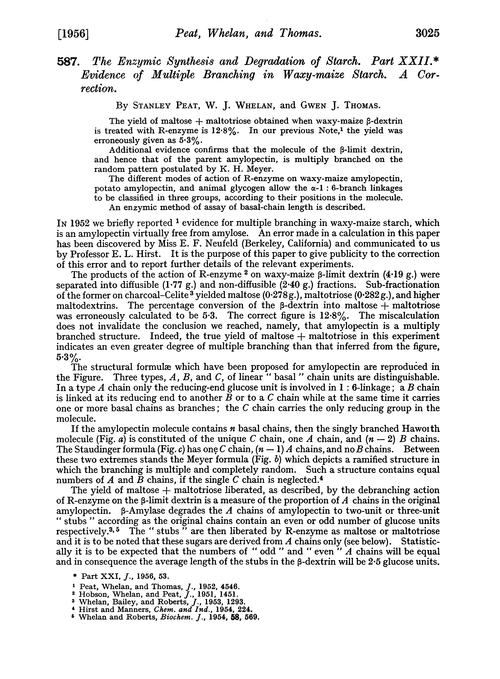 587. The enzymic synthesis and degradation of starch. Part XXII. Evidence of multiple branching in waxy-maize starch. A correction